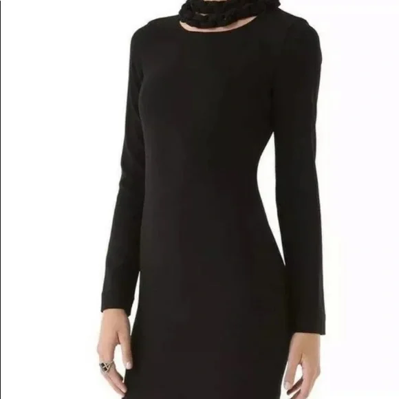 SOLD black crepe dress ornate collar by Diane Von Furstenburg sz XS 2 - Picture 6 of 14